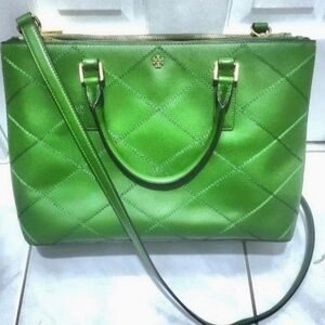 New RARE Tory Burch Robinson QUILTED Stitched Double-Zip Tote CROSSBODY Bag